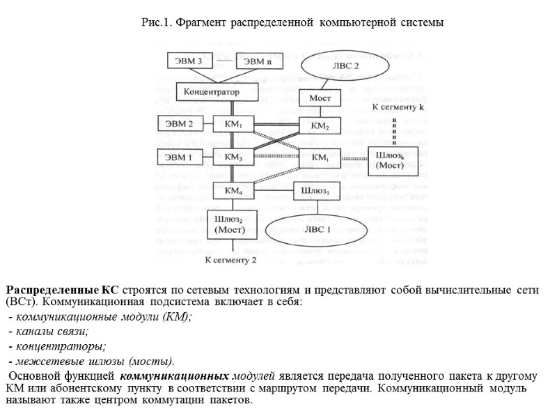 Рис.1. Фрагмент распределенной компьютерной системы         